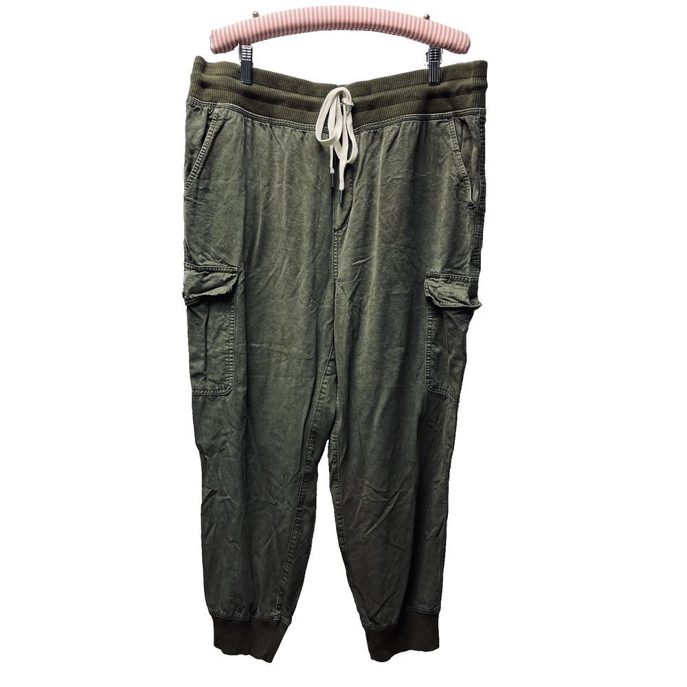 Aerie XL Army Green Cargo Jogger Pants Drawstring Waist Pockets Indie Streetwear